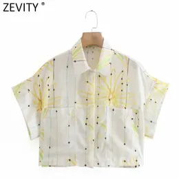 Zevity kadınlar tatlı çiçek baskısı rahat gevşek kısa karma bluz femme batwing kol kimono gömlek roupa şık yaz üstleri ls9096 210603