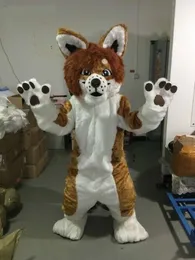 Hög kvalitet lång päls hund fursuit furry mascot kostym halloween jul fancy party tecknad karaktär outfit kostym vuxna kvinnor män klänning karneval unisex