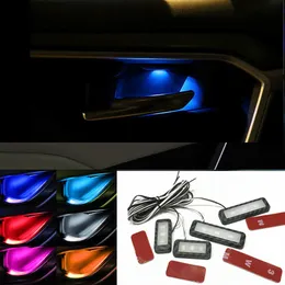 4PCs bil dörrhandtag dekoration ljus LED lampa Ambient Lights för Universal Auto Storage Boxes Interior Car Gadget Tillbehör