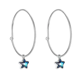 Hoop Earrings Sterling 925 Silver With LEKANI Crystals From Circle Star Fine Jewelry For Women Fashion Gift & Huggie