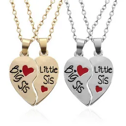 Fashion Trendy Broken Heart Pendant Necklace Big Litter Sister Splicing Friendship Necklace Puzzle Choker Women Girls Gift G220310