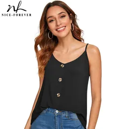 Nice-Forever Summer Women Fasion Botton Tank Tees Casual Oversized Femal Camis T063 210419