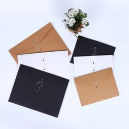 Brown Kraft Paper A5/A4 Document Holder File Storages Bag Pocket Envelope with Storage String Lock Office Supply Pouch