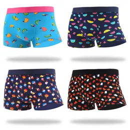 Underbyxor Sanzetti 4 st Roliga Färgglada Underkläder Män Bomull Andningsbara Casual Shorts Boxer Homme Male Panties Ball Fruits