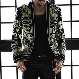 Men's Jackets 20211 Europe And The United States Autumn Trend Fashion Collarless Printed Jacket