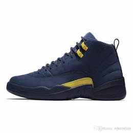 Retro mens 12s basketball shoes Michigan Blue Black Purple Reverse Bred Game Royal Indigo sneakers boots tennis with box