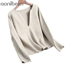 Женский свитер и пуловеры V-образным вырезом с длинным рукавом осень серый черный Femme Tricot Pull одежда 210604