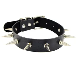 Black Punk Spike Choker for Women Adjustable Softer PU Leather Cute Party Jewelry Necklace with Easy Wear Buckle