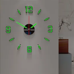 Lysande DIY Clock Hem Enkelhet Silent Fashion Wall Living Room Creative Stickers Bedroom 211110