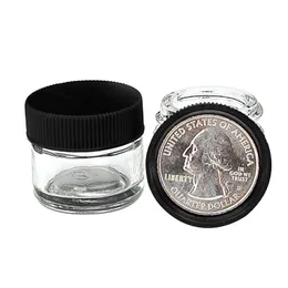 Contenitori di bottiglie di vetro spessa Komodo 5 ml con barattoli di concentrato di coperchi neri per cosmetici in cera per labbra olio