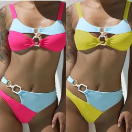 Moda Kobiet Stroje Kąpielowe Bikini Kolorowa Bielizna Stroje kąpielowe Lato Plaża Pływać Noszenie Panie Swimsuit Kostium Kąpielowy One Piece Seksowne pływanie Ubrania