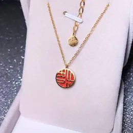 Pendant Necklaces YUN RUO Rose Gold Blessing Necklace Set Redline Bracelet Woman Titanium Steel Jewelry Birthday Gift Not Change Color