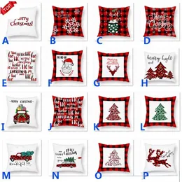 Xmas Pillow Case Plaid Merry Christmas Cushion Covers Albero di Natale Cervo Camion Cuscino Home Party Decorativo 16 stili CO26wr