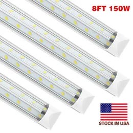 150W SMD 5730 V-formad 2FT 3FT 4FT 5FT 6FT 8FT Kylare dörr LED-rör T8 Integrerade dubbelsidiga sidor Ljus 85-265V Lampor Lager i USA