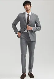 Light Grey Groom Tuxedos Two Button Men Wedding Tuxedos Notch Lapel Jacket Blazer Popular Men Dinner/Darty Suit(Jacket+Pants+Tie)2022