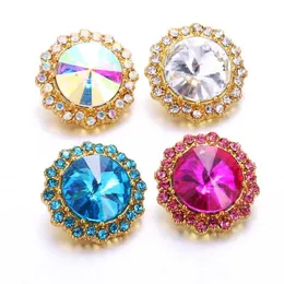 Charm Bracelets 10pcs/lot Snap Button Jewelry Mixed Crystal Rhinestone Flower 18mm Metal Buttons Fit Leather Snaps Bracelet Bangles9124