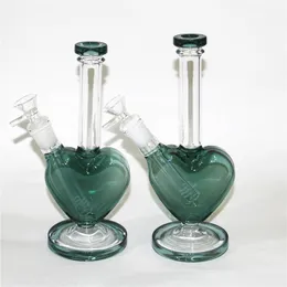 2022 Newest 9 Inch heart shape Glass Beaker Bongs hookah 14mm Female Joint Oil Dab Rigs 5mm Thick Water Pipes With Glass Bowl