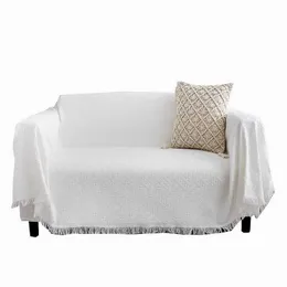 Hem El Pure Bomull Bedräkt Kontor Sofa Stickat Skyddsskydd med Tassel Tapestry för Bed Flygplan Rese Decor Blankets 211019