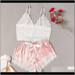 Bayan Pijama Çiçek Dantel Bralette Saten Şort Ile Lingerie Set Kadın Yaz Seksi Setleri Bayanlar Bra ve Külotlu İç Pijama Set Set H8gaz