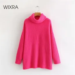 Wixra Women Turtleneck Sweater Female Solid Loose Pullovers Soft Warm Jumper Candy Color Oversized Tops Autumn Winter 210917