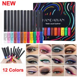 Matte Liquid Eyeliner Pen Set 12 Colors Waterproof High Pigmented Colorful Eye Liner Kit Long Lasting Makeup Eyeliners for women girl Brand HANDAIYAN