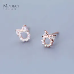 925 Sterling Silver Fashion Clear CZ Stud Earrings per le donne in oro rosa Colore Geometrico Design geometrico Pins Pins Stuss Gioielli 210707