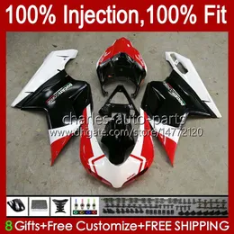 Corpi iniezione per DUCATI 1198R 848 1098 1198 S R 2007 2008 2009 2010 2011 2012 18No.42 Carrozzeria 848S 1098S Rosso nero bianco 1198S 848R 1098R 07 08 09 10 11 12 Carenatura OEM Corredo