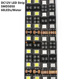 Strips 5M LED Strip Light Black PCB Board 60LED/Meter Input 12V Safe Tape BSOD DIY RGB Flexible Line StickerLED StripsLED