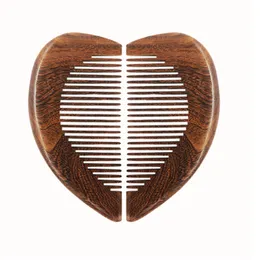 Svart sandelträ Hjärtformad kam Trämassage Straight Hair Combs för älskare