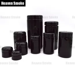 15ml to 1000ml Black Ultraviolet Glass Wax Oil UV Container Dab BHO Concentrate Jars Airtight Smell Proof Herb Grinder Container 210330