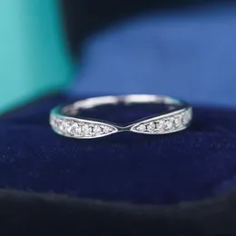 الخواتم S925 Silver Harmony Band Ring مع شكل Kont و Dianond for Women Wedding Jewelry Gift Have Velet Bag PS3612