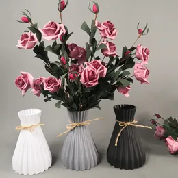 Красивый подарок ротанга ткачество чисто цветные цветочные вазы северный стиль пластиковый микро ландшафтный дом украшения дома