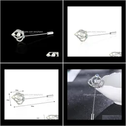 Pins Brooches Hollow Diamond Crown Brooch Crystal Lapel Breastpin Cor For Women Men Business Suit Pin Fashion Jewelry Will And Fb Tqclv