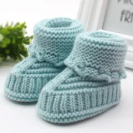 Första Walkers Christmas Toddler Born Baby Skor Stickning Lace Crochet Buckle Handcraft Girl Boy Chaussure Infantil Menina