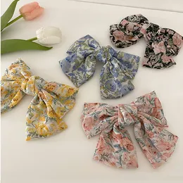 Söt söta bowknot hairpins stora båge hårklipp två lager fjäril blommig barrettes tjejer barn vintage hår tillbehör