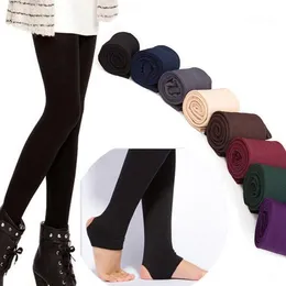 Damskie Legginsy Kobiety Jesień Zima Grube Ciepłe Legging Szczotkowane Podszewka Stretch Fleece Spodnie Trampe Stopy 10