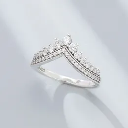 925 Sterling Silver Ring med Original Box för Kvinnor Prinsessan Önskar Födelsedag Årsdag Bröllopsringar Presentkrown Designer Fit Pandora Style Fine Smycken