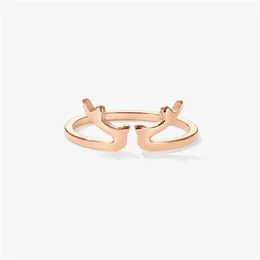Wedding Rings YUN RUO 316 L Titanium Steel Jewelry Deer Horn Open Ring Weeding Anniversary Rose Gold Fashion Woman Birthday Gift Never Fade