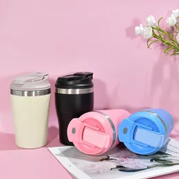 Ny 500ml Portable Kaffekopp Rostfritt Stål Straight Tumbler Vakuum Isolerad Bil Kaffe Mugg Present Kaffemuggar Kaffe Håll varma och kalla