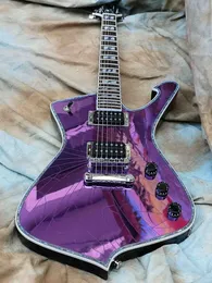 注文の紫色のひびの入ったミラーアイスマンスタンリーエレクトリックギターアワーローンクリームボディバインディングギター