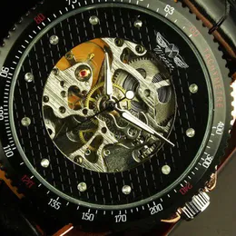 2021 Nowa męska czarna tarcza skórzana taśma luksusowa róża złoto przypadek samonapruniający mechaniczny automatyczny zegarek