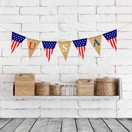 EUA Swallowtail Banners Independence Day String Flags Cartas Bunting Banner 4 de julho decoração de festa Zyy944