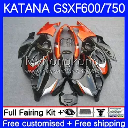 Fairings för Suzuki Katana GSX600F GSXF750 GSXF 600 750 CC GSXF-600 18NO.33 GSX750F 600CC 750cc 03 04 05 06 07 GSXF600 Orange Blk GSXF-750 2003 2004 2005 2006 2007 Kroppsorgan