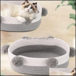 Cat Supplies Home Gardencat Beds & Furniture Breathable Bed Cotton Rope Woven Basket Pet Scratch Sleeping Mat Rest Kennel Drop Delivery 2021
