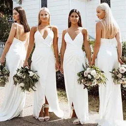 Bridesmaid Dress 2021 Long Mermaid White Dresses Sexy Sleeveless Plus Size Brides Maid Of Honor Maxi