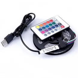 5V USB LED ストリップライト 1 メートル 2 メートル 3 メートル 4 メートル 5 メートルウォームホワイト RGB 2835 テレビの背景照明 Decoracion フェアリーライト 3 キー制御