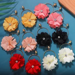 Duży kwiat Dangle Kolczyk Moda Kobiety Trendy Śliczne Oświadczenie Ear Drop Kolczyki Korea Vintage Biżuteria Party
