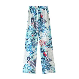 Yenkye nya mode kvinnor mångfärgade tryckta hembyxor kvinnlig elastisk hög midja casual byxor höst pyjamas pantaloner q0801
