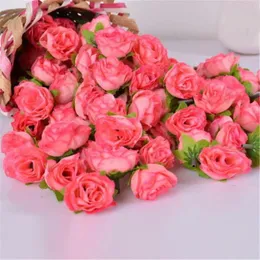 Flores decorativas grinaldas 50pcs Flor artificial Cabeça de seda rosas florescendo para carro Decora Diy Garland Material Simulação Fake Fake