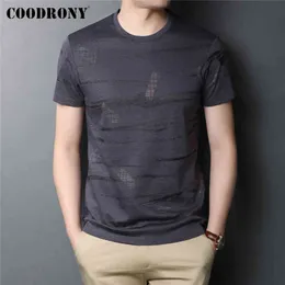 Coodrony Marka Lato New Arrival Moda Wzór Dorywczo O-Neck Krótki Rękaw T Shirt Mężczyźni Wysokiej Jakości Miękka Bawełna Top Tee C5130S G1229